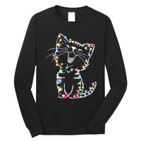 Cute Cat Christmas Lights Funny Xmas Long Sleeve Shirt