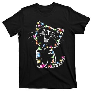 Cute Cat Christmas Lights Funny Xmas T-Shirt