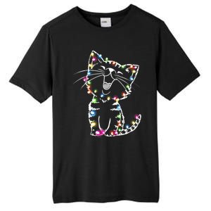 Cute Cat Christmas Lights Funny Xmas Tall Fusion ChromaSoft Performance T-Shirt