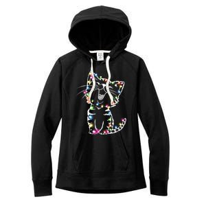 Cute Cat Christmas Lights Funny Xmas Women's Fleece Hoodie