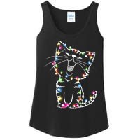 Cute Cat Christmas Lights Funny Xmas Ladies Essential Tank