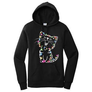 Cute Cat Christmas Lights Funny Xmas Women's Pullover Hoodie