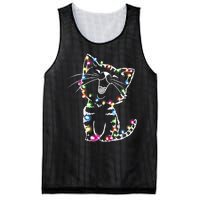 Cute Cat Christmas Lights Funny Xmas Mesh Reversible Basketball Jersey Tank