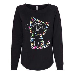 Cute Cat Christmas Lights Funny Xmas Womens California Wash Sweatshirt