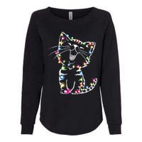 Cute Cat Christmas Lights Funny Xmas Womens California Wash Sweatshirt