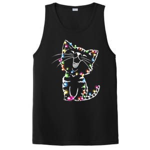 Cute Cat Christmas Lights Funny Xmas PosiCharge Competitor Tank