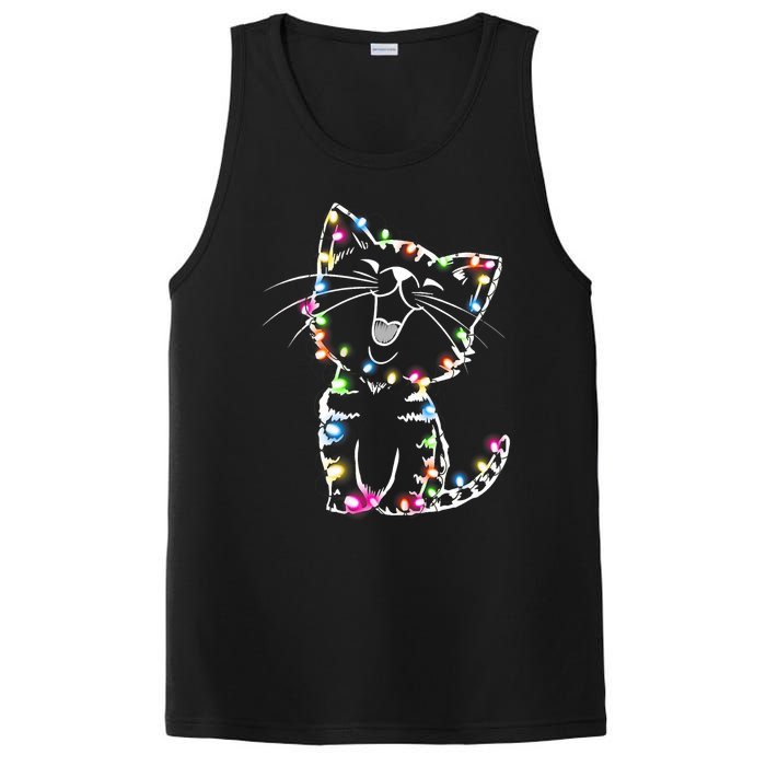 Cute Cat Christmas Lights Funny Xmas PosiCharge Competitor Tank