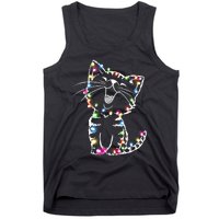 Cute Cat Christmas Lights Funny Xmas Tank Top