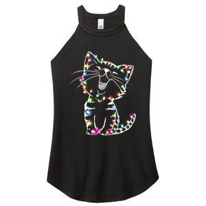 Cute Cat Christmas Lights Funny Xmas Women's Perfect Tri Rocker Tank