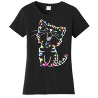 Cute Cat Christmas Lights Funny Xmas Women's T-Shirt