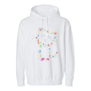 Cute Cat Christmas Lights Funny Xmas Garment-Dyed Fleece Hoodie