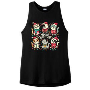 Cute Christmas Cats In Festive Outfits Design With Holiday Ladies PosiCharge Tri-Blend Wicking Tank