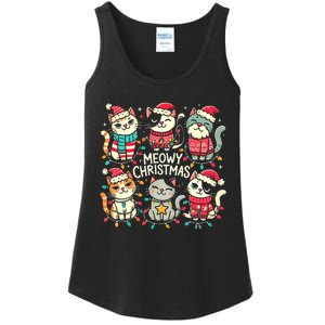 Cute Christmas Cats In Festive Outfits Design With Holiday Ladies Essential Tank