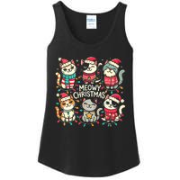 Cute Christmas Cats In Festive Outfits Design With Holiday Ladies Essential Tank