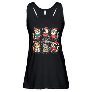 Cute Christmas Cats In Festive Outfits Design With Holiday Ladies Essential Flowy Tank