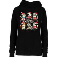 Cute Christmas Cats In Festive Outfits Design With Holiday Womens Funnel Neck Pullover Hood