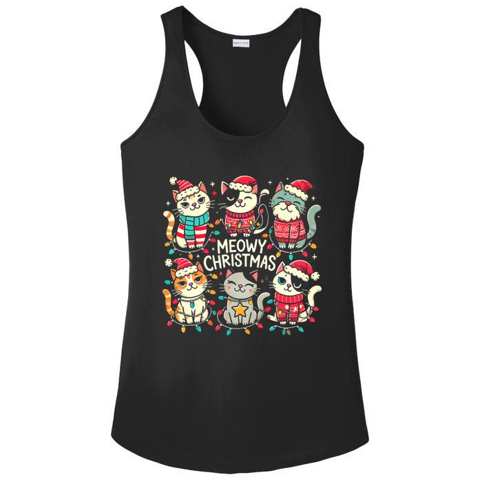 Cute Christmas Cats In Festive Outfits Design With Holiday Ladies PosiCharge Competitor Racerback Tank