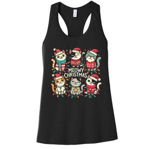 Cute Christmas Cats In Festive Outfits Design With Holiday Women's Racerback Tank