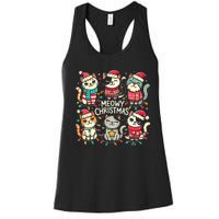 Cute Christmas Cats In Festive Outfits Design With Holiday Women's Racerback Tank