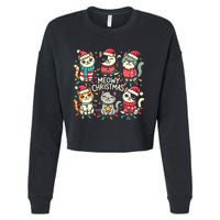 Cute Christmas Cats In Festive Outfits Design With Holiday Cropped Pullover Crew