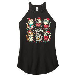 Cute Christmas Cats In Festive Outfits Design With Holiday Women's Perfect Tri Rocker Tank