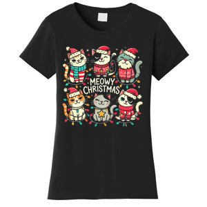 Cute Christmas Cats In Festive Outfits Design With Holiday Women's T-Shirt