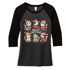 Cute Christmas Cats In Festive Outfits Design With Holiday Women's Tri-Blend 3/4-Sleeve Raglan Shirt