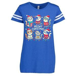 Cute Christmas Cats In Festive Outfits Design With Holiday Enza Ladies Jersey Football T-Shirt