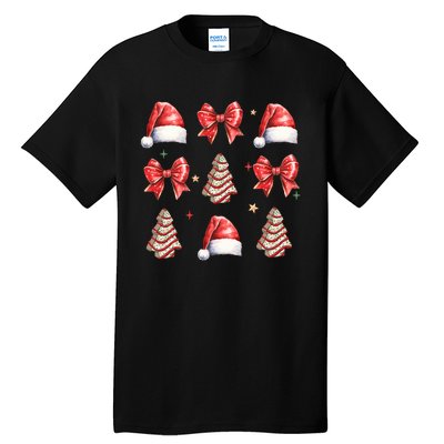 Cute Christmas Coquette Bow Xmas Pajamas Family Matching Tall T-Shirt