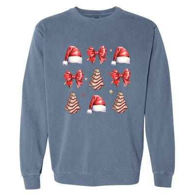 Cute Christmas Coquette Bow Xmas Pajamas Family Matching Garment-Dyed Sweatshirt