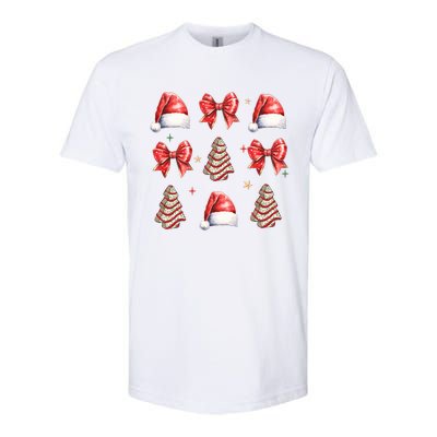 Cute Christmas Coquette Bow Xmas Pajamas Family Matching Softstyle CVC T-Shirt