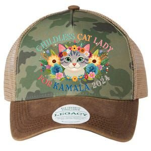 Cute Childless Cat Lady For Kamala Harris 2024 Election Legacy Tie Dye Trucker Hat