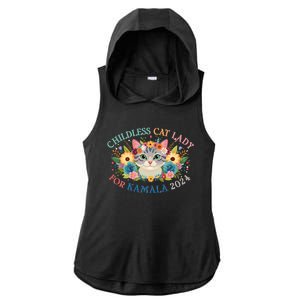 Cute Childless Cat Lady For Kamala Harris 2024 Election Ladies PosiCharge Tri-Blend Wicking Draft Hoodie Tank