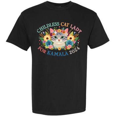 Cute Childless Cat Lady For Kamala Harris 2024 Election Garment-Dyed Heavyweight T-Shirt