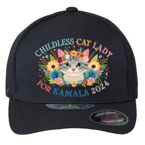 Cute Childless Cat Lady For Kamala Harris 2024 Election Flexfit Unipanel Trucker Cap