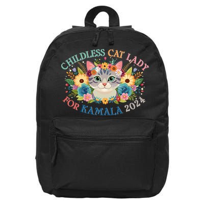 Cute Childless Cat Lady For Kamala Harris 2024 Election 16 in Basic Backpack