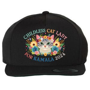 Cute Childless Cat Lady For Kamala Harris 2024 Election Wool Snapback Cap