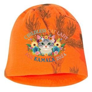 Cute Childless Cat Lady For Kamala Harris 2024 Election Kati - Camo Knit Beanie