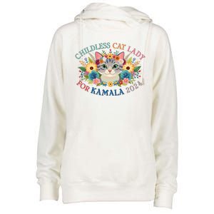 Cute Childless Cat Lady For Kamala Harris 2024 Election Womens Funnel Neck Pullover Hood