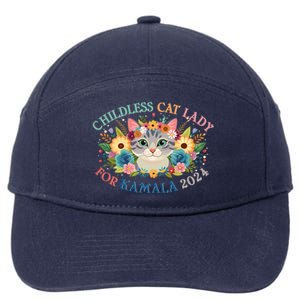 Cute Childless Cat Lady For Kamala Harris 2024 Election 7-Panel Snapback Hat