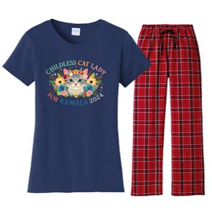 Cute Childless Cat Lady For Kamala Harris 2024 Election Women's Flannel Pajama Set