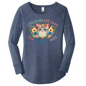 Cute Childless Cat Lady For Kamala Harris 2024 Election Women's Perfect Tri Tunic Long Sleeve Shirt