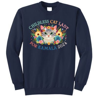 Cute Childless Cat Lady For Kamala Harris 2024 Election Tall Sweatshirt