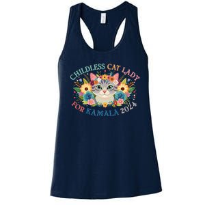 Cute Childless Cat Lady For Kamala Harris 2024 Election Women's Racerback Tank