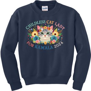 Cute Childless Cat Lady For Kamala Harris 2024 Election Kids Sweatshirt