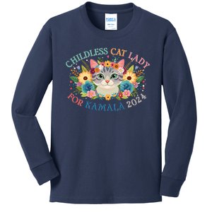 Cute Childless Cat Lady For Kamala Harris 2024 Election Kids Long Sleeve Shirt