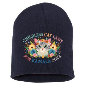 Cute Childless Cat Lady For Kamala Harris 2024 Election Short Acrylic Beanie