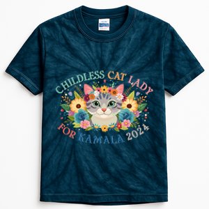 Cute Childless Cat Lady For Kamala Harris 2024 Election Kids Tie-Dye T-Shirt