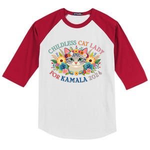 Cute Childless Cat Lady For Kamala Harris 2024 Election Kids Colorblock Raglan Jersey