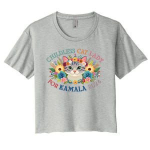 Cute Childless Cat Lady For Kamala Harris 2024 Election Women's Crop Top Tee